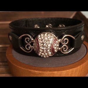 Baseball Leather Snap Bracelet